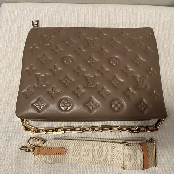 AUTHENTIC Louis Vuitton Taupe Coussin PM - Picture 1 of 13